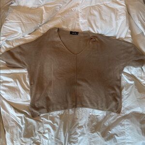 fab'rik Beige Ribbed Knit Top